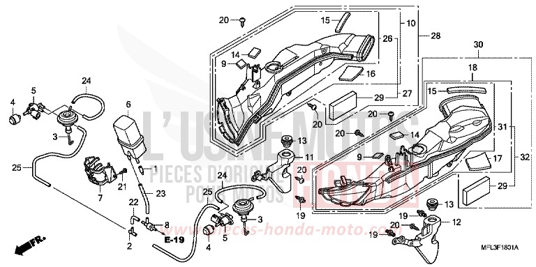 AIR INTAKE DUCT/SOLENOIDVALVE von CBR1000RR "Fireblade" VIBRANT ORANGE (YR250HA) von 2009